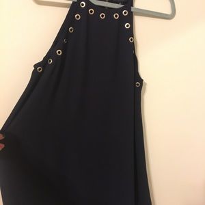 Navy blue high neck dress